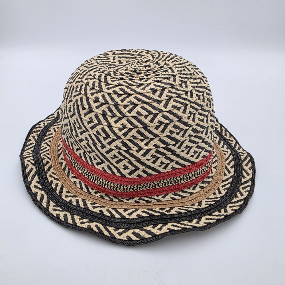 Women's Straw Woven Multi Color Fedora - Aprox 22" Headband, Narrow Brim